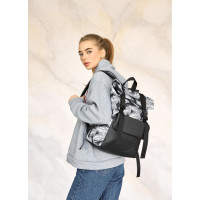 Женский рюкзак ролл Sambag RollTop Milton черный с принтом Palm 41 х 30 х 16 см (24251720)