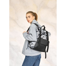 Женский рюкзак ролл Sambag RollTop Milton черный с принтом Palm 41 х 30 х 16 см (24251720)