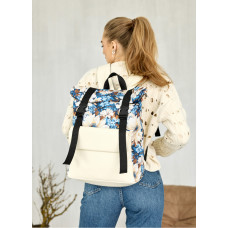 Жіночий рюкзак ролл Sambag RollTop Milton з принтом Blue flowers 41 х 30 х 16 см (24251722)