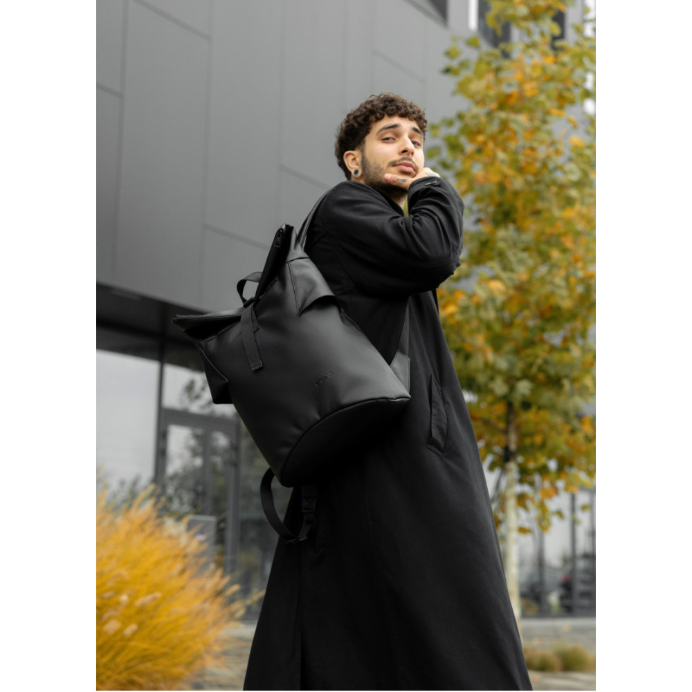 Чоловічий рюкзак ролл Sambag RollTop KZN чорний 41 х 27 х 18 см (24300001m)