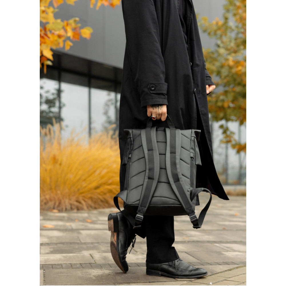 Чоловічий рюкзак ролл Sambag RollTop KZN чорний 41 х 27 х 18 см (24300001m)