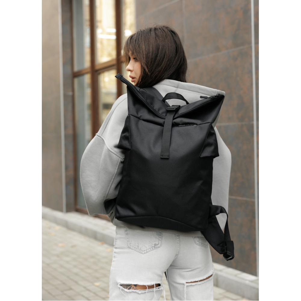 Жіночий рюкзак Sambag RollTop KZN чорний 41 х 27 х 18 см (24300065)