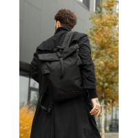 Чоловічий рюкзак ролл Sambag RollTop KZN чорний тканевий 41 х 27 х 18 см (24300065m)