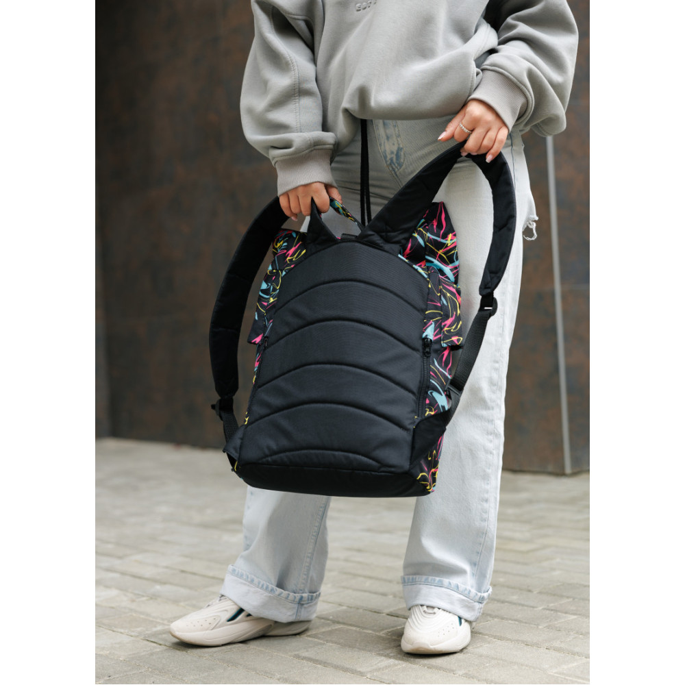 Жіночий рюкзак Sambag RollTop KZN чорний ABSTRACT 41 х 27 х 18 см (24300707)