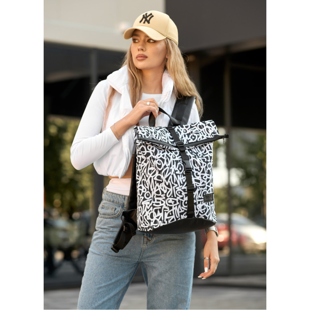 Жіночий рюкзак Sambag RollTop KZN чорний GRAPHITY 41 х 27 х 18 см (24300715)