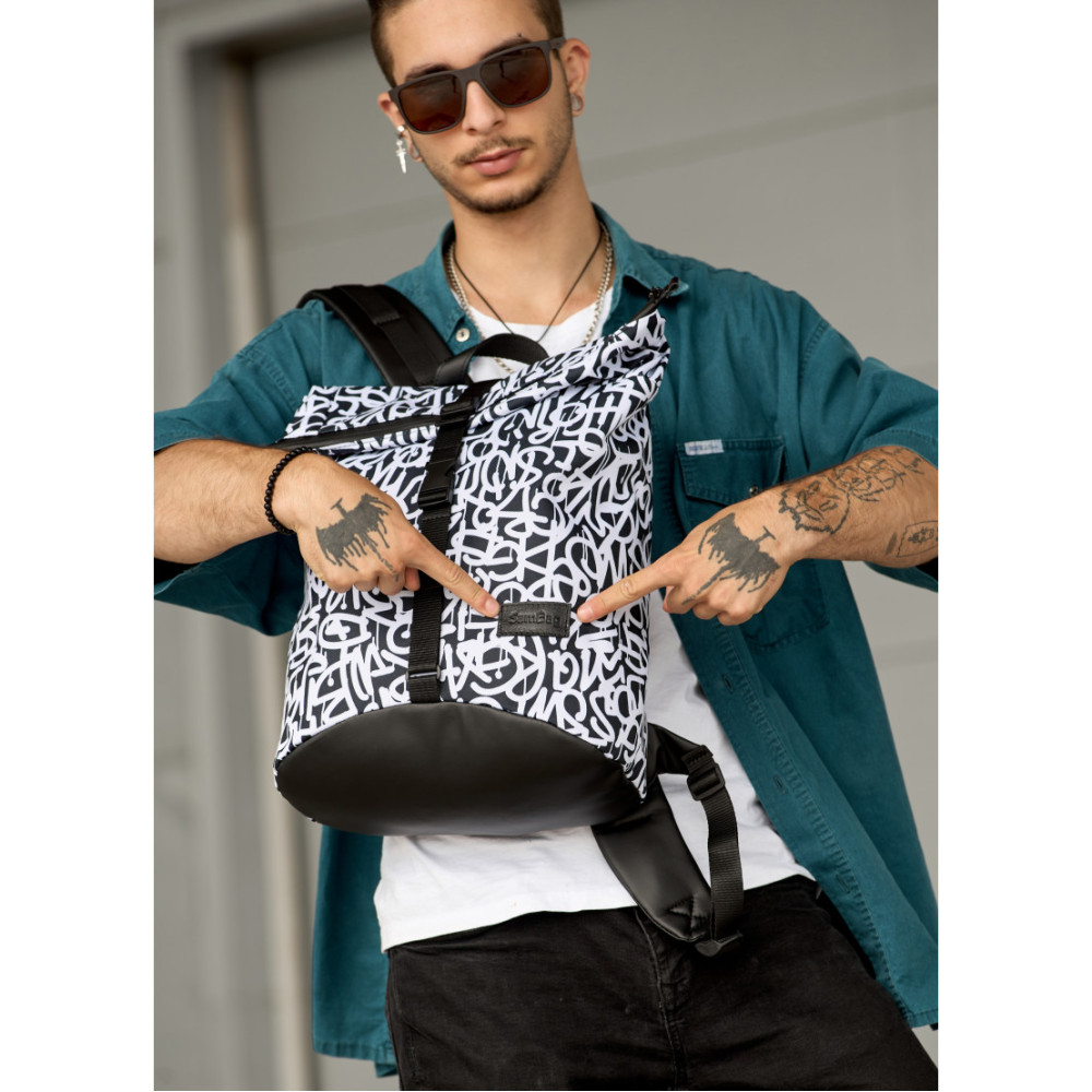 Чоловічий рюкзак Sambag RollTop KZN чорний GRAPHITY 41 х 27 х 18 см (24300715m)