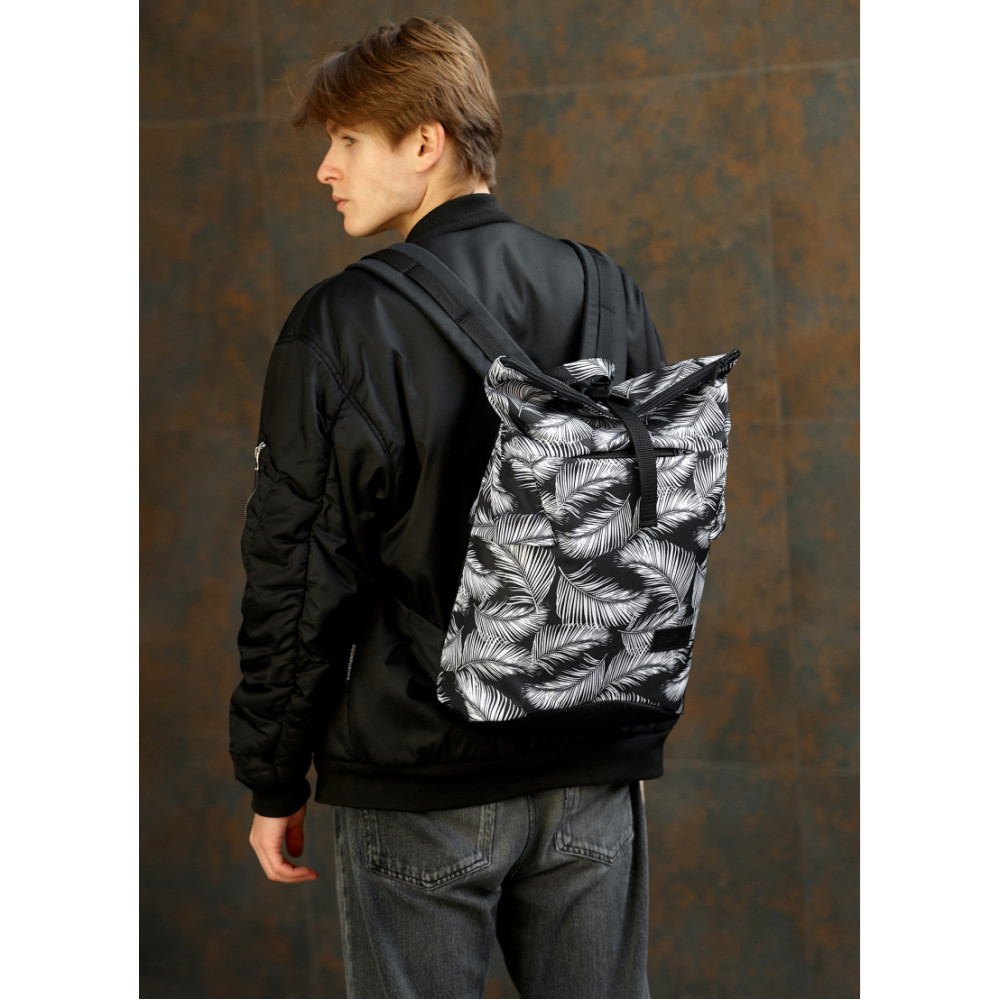 Чоловічий рюкзак Sambag RollTop KZN чорний PALM 41 х 27 х 18 см (24300720m)