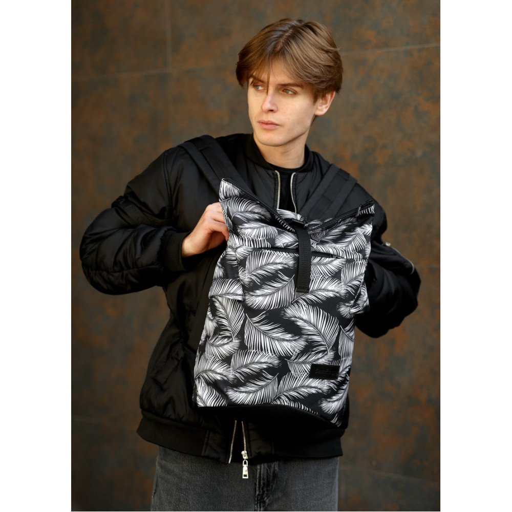 Чоловічий рюкзак Sambag RollTop KZN чорний PALM 41 х 27 х 18 см (24300720m)