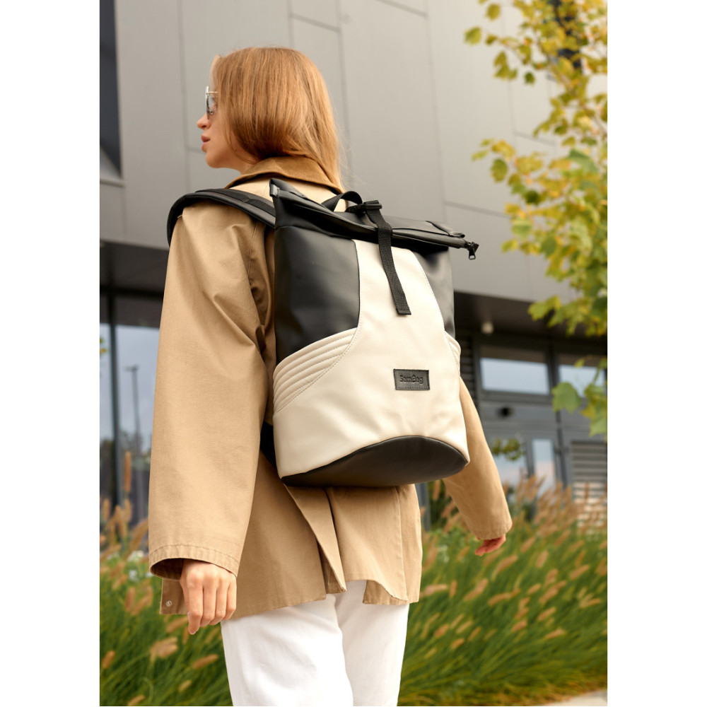 Жіночий рюкзак Sambag RollTop X черно-серый 41 х 27 х 18 см (24320130)
