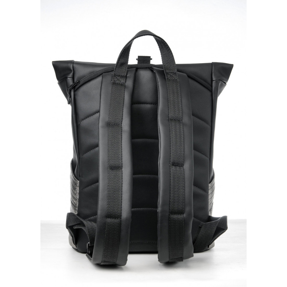 Рюкзак Sambag RollTop MQN чорний з битим сріблом 41 х 27 х 18 см (24320635)