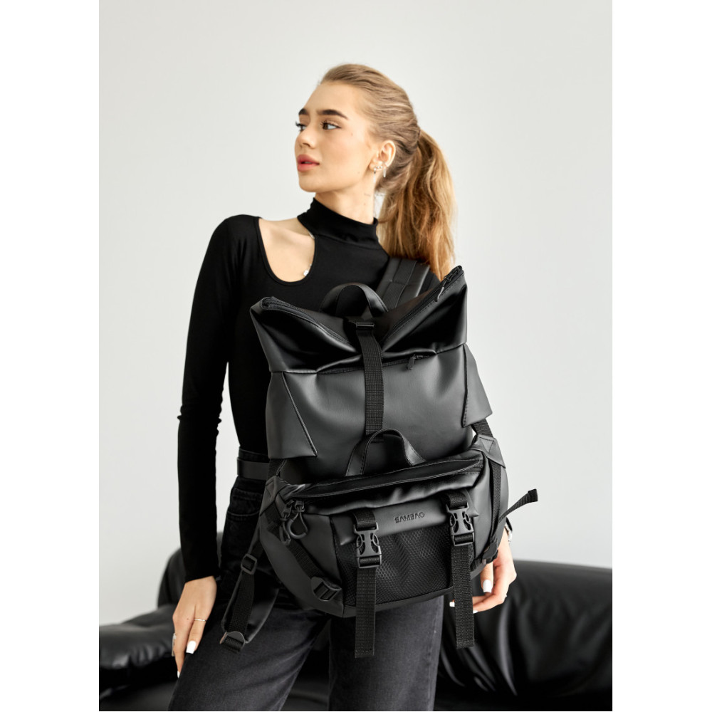 Жіночий рюкзак ролл Sambag RollTop Double чорний 41 х 27 х 18 см (24330001)