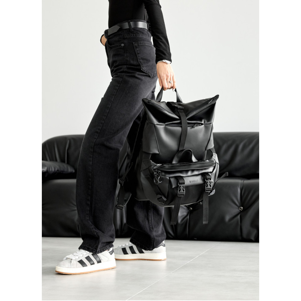 Жіночий рюкзак ролл Sambag RollTop Double чорний 41 х 27 х 18 см (24330001)
