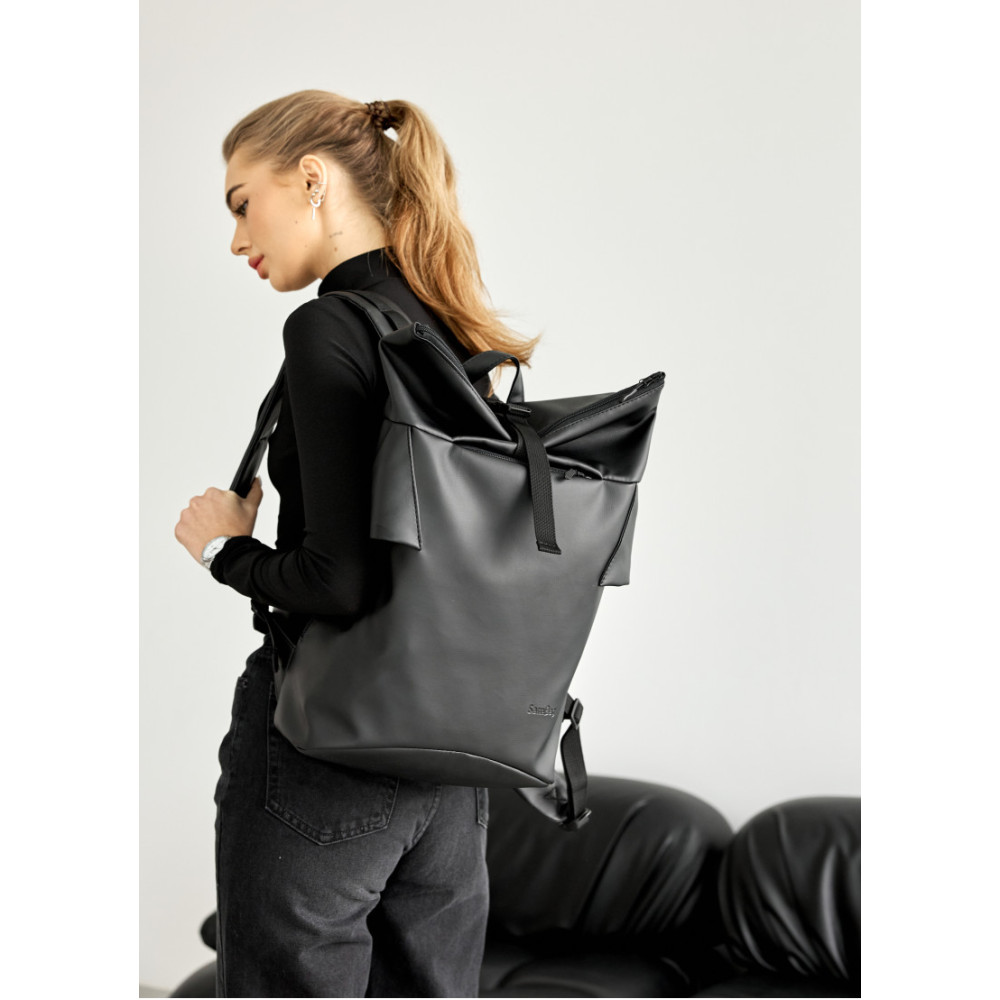Жіночий рюкзак ролл Sambag RollTop Double чорний 41 х 27 х 18 см (24330001)