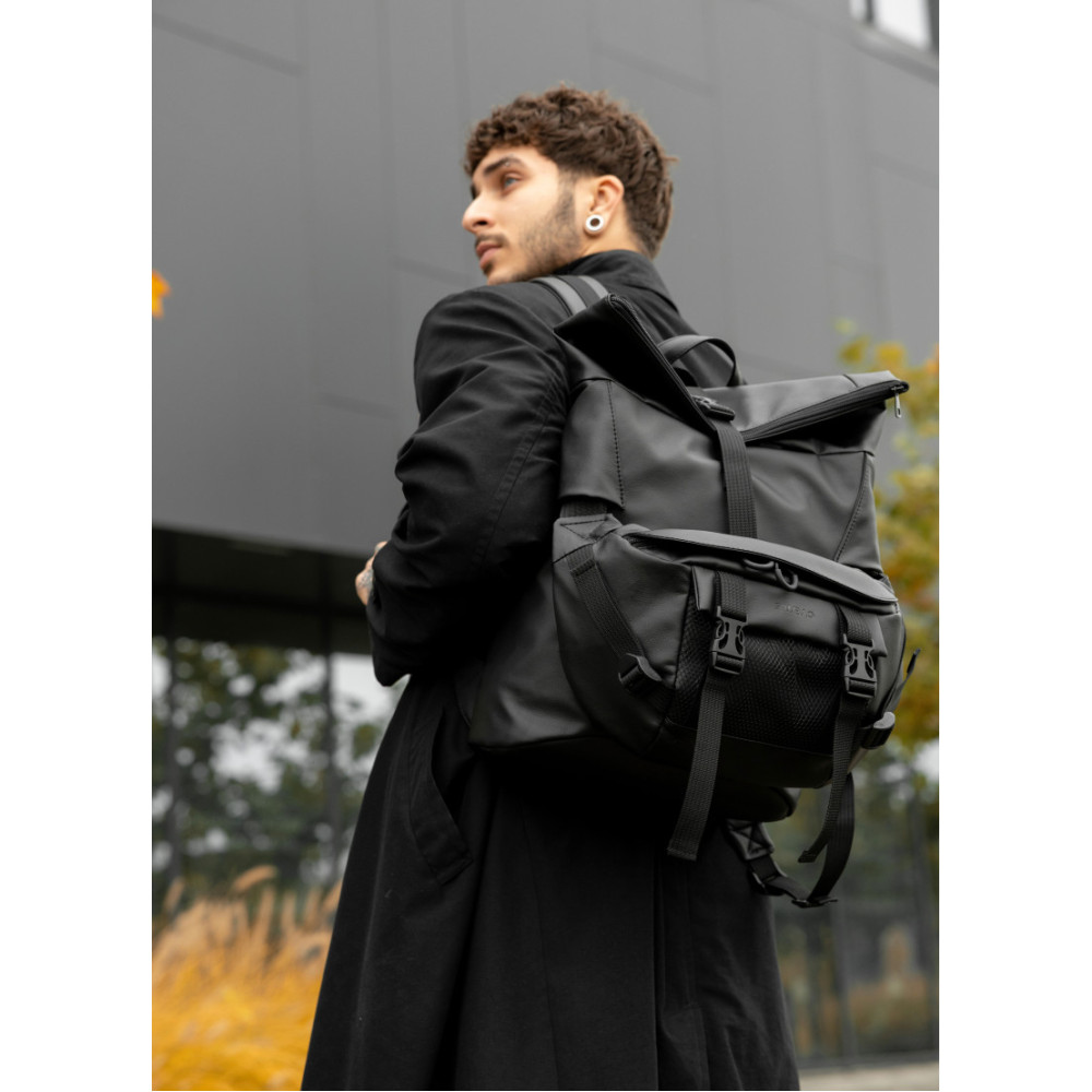 Чоловічий рюкзак рол Sambag RollTop Double чорний 41 х 27 х 18 см (24330001m)