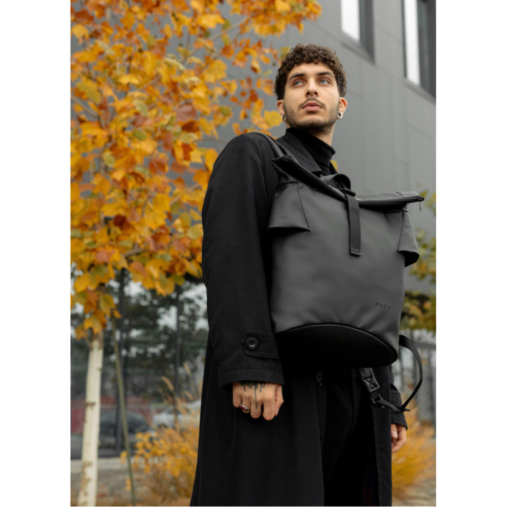 Чоловічий рюкзак рол Sambag RollTop Double чорний 41 х 27 х 18 см (24330001m)