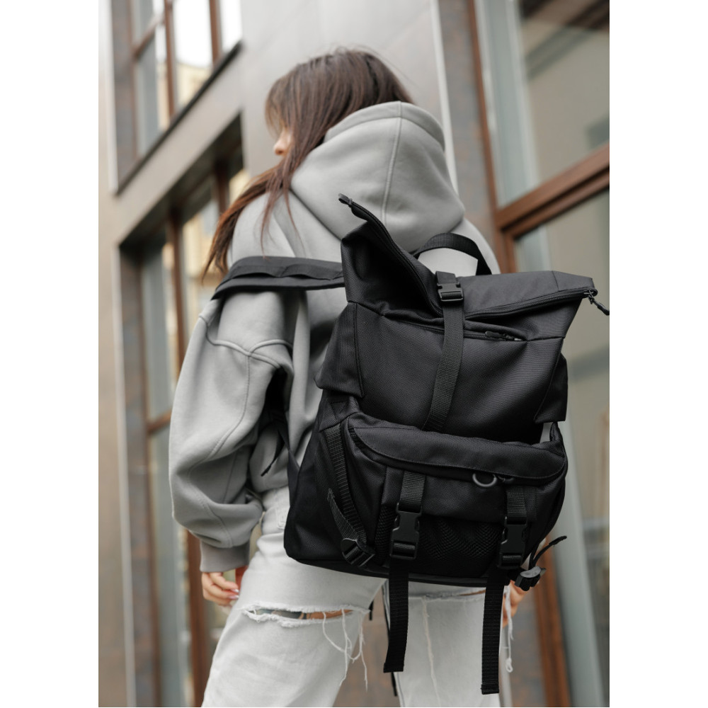 Жіночий рюкзак Sambag RollTop DOUBLE чорний 41 х 27 х 18 см (24330065)