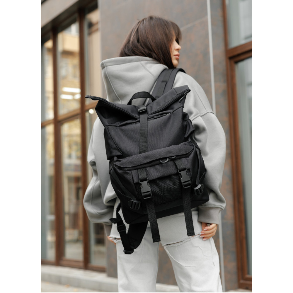 Жіночий рюкзак Sambag RollTop DOUBLE чорний 41 х 27 х 18 см (24330065)