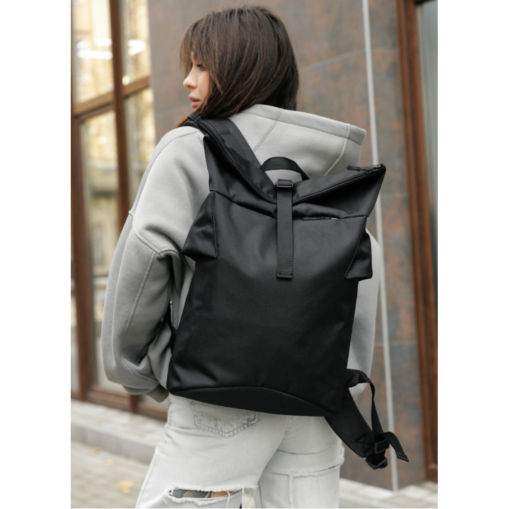 Жіночий рюкзак Sambag RollTop DOUBLE чорний 41 х 27 х 18 см (24330065)