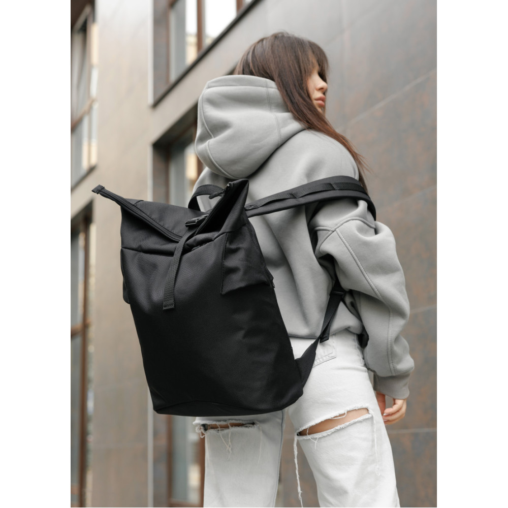 Жіночий рюкзак Sambag RollTop DOUBLE чорний 41 х 27 х 18 см (24330065)