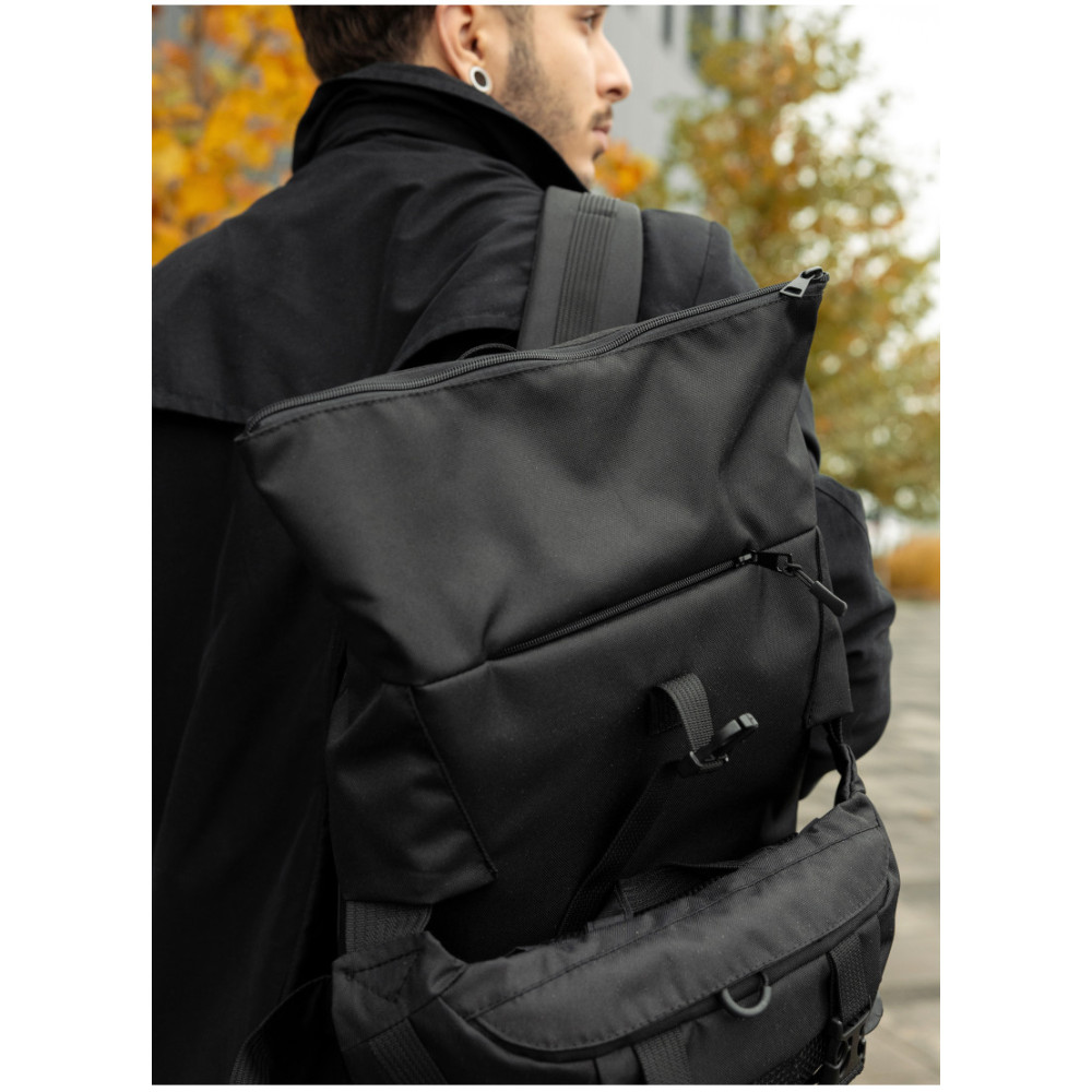 Чоловічий рюкзак рол Sambag RollTop Double чорний тканевий 41 х 27 х 18 см (24330065m)