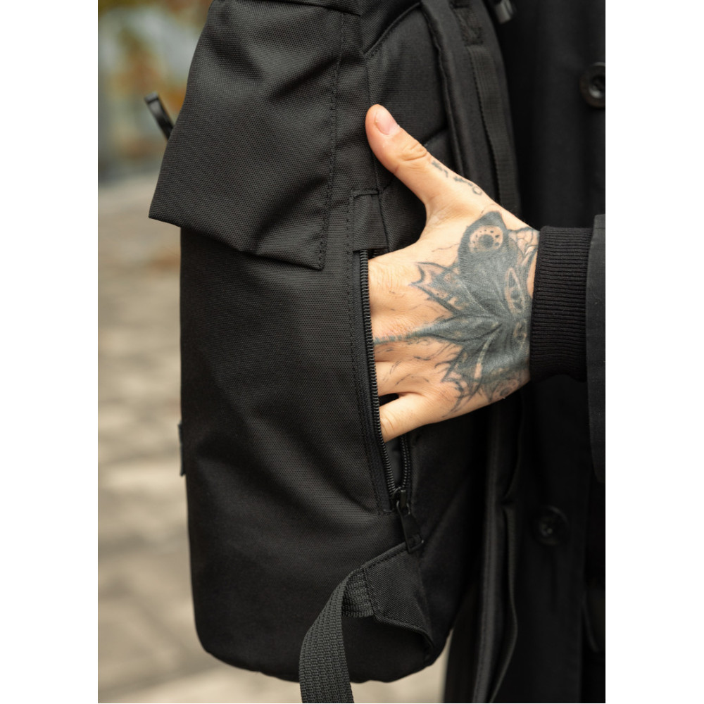 Чоловічий рюкзак рол Sambag RollTop Double чорний тканевий 41 х 27 х 18 см (24330065m)