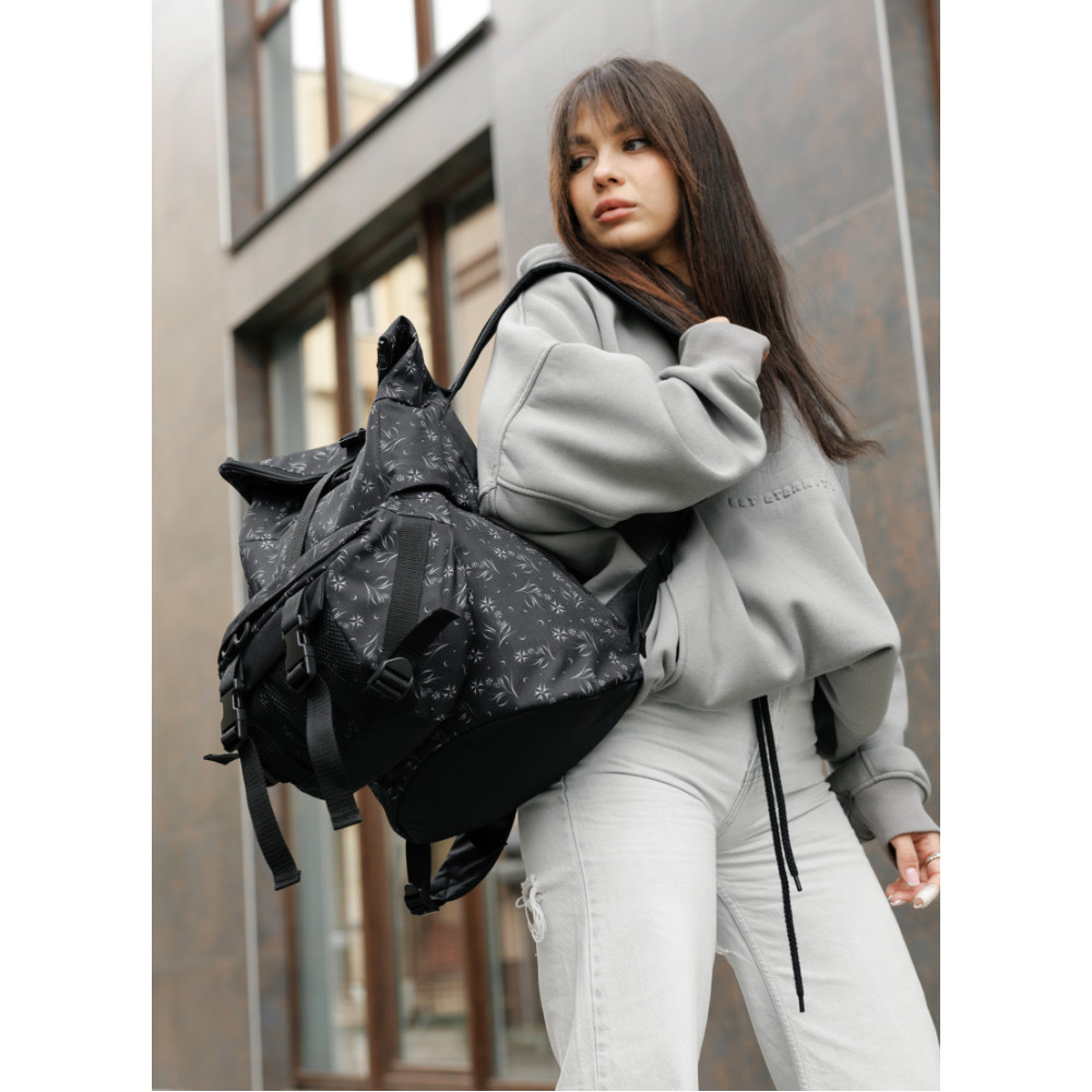 Жіночий рюкзак Sambag RollTop DOUBLE чорний 41 х 27 х 18 см (24330702)