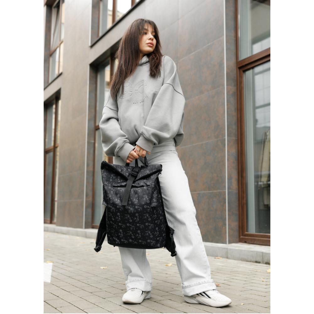 Жіночий рюкзак Sambag RollTop DOUBLE чорний 41 х 27 х 18 см (24330702)