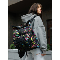 Женский рюкзак Sambag RollTop DOUBLE черный ABSTRACT 41 х 27 х 18 см (24330707)