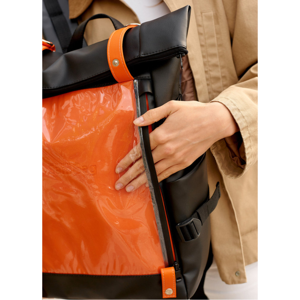 Жіночий рюкзак Sambag RollTop Hacking чорно-помаранчевий 41 x 30 x 16 см (24460129)