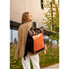 Жіночий рюкзак Sambag RollTop Hacking чорно-помаранчевий 41 x 30 x 16 см (24460129)