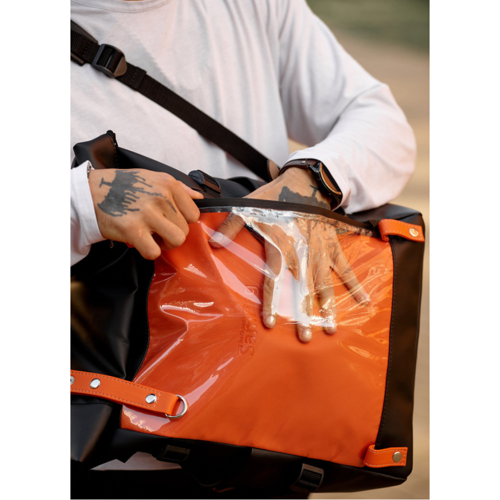 Чоловічий рюкзак Sambag RollTop Hacking чорно-помаранчевий 41 х 30 х 16 см (24460129m)