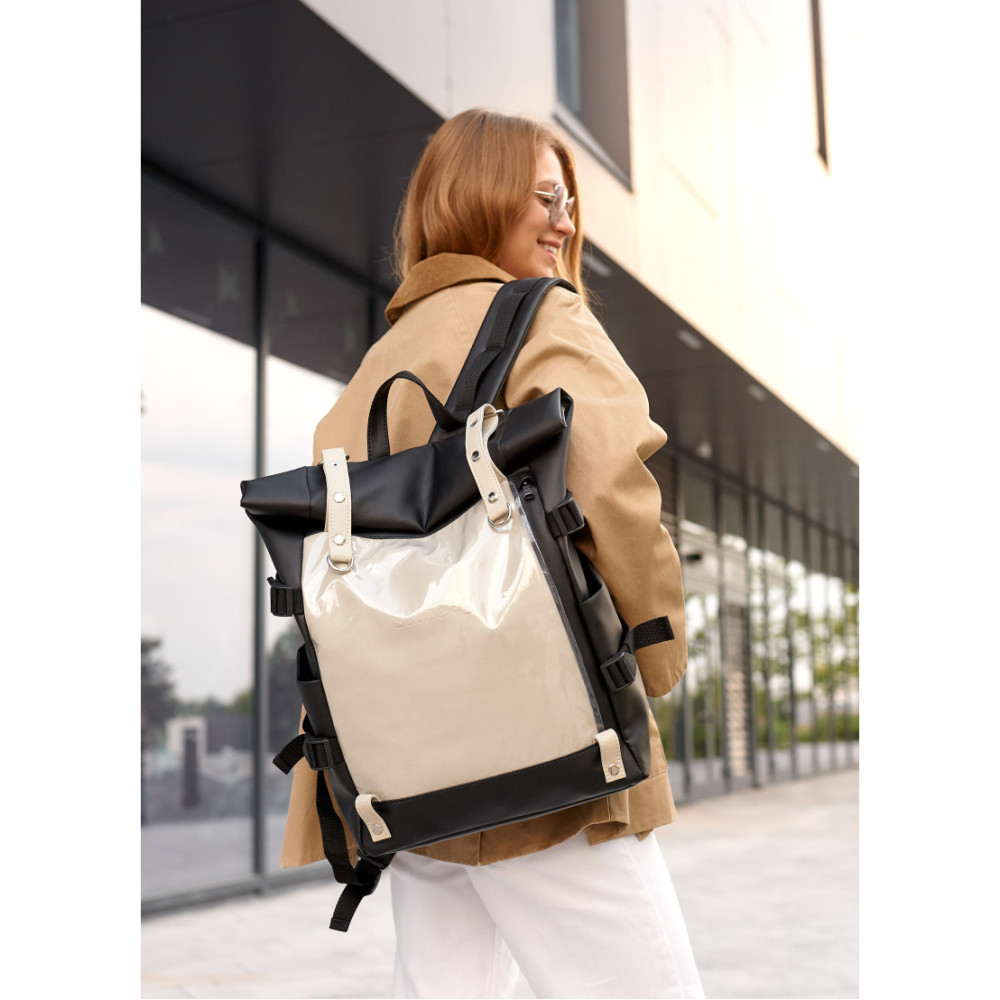 Жіночий рюкзак Sambag RollTop Hacking чорно-сірий 41 x 30 x 16 см (24460130)