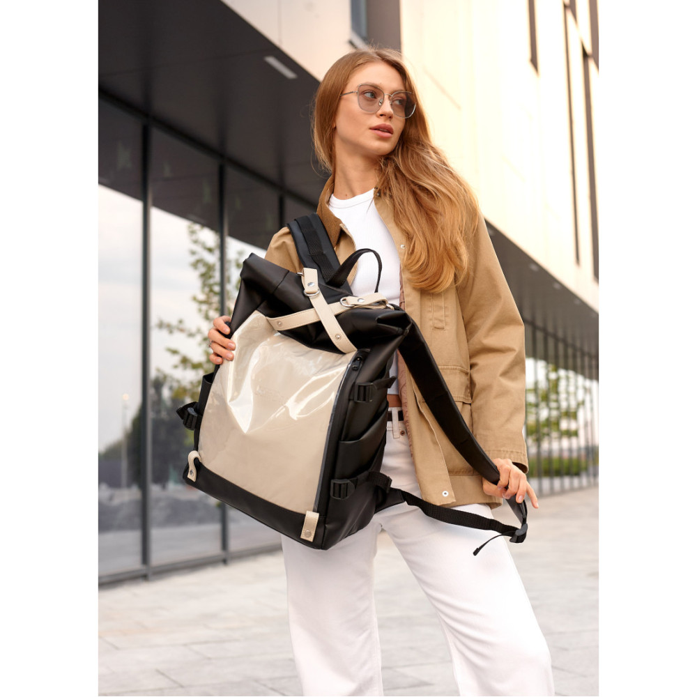 Жіночий рюкзак Sambag RollTop Hacking чорно-сірий 41 x 30 x 16 см (24460130)