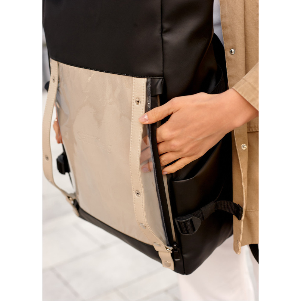 Жіночий рюкзак Sambag RollTop Hacking чорно-сірий 41 x 30 x 16 см (24460130)