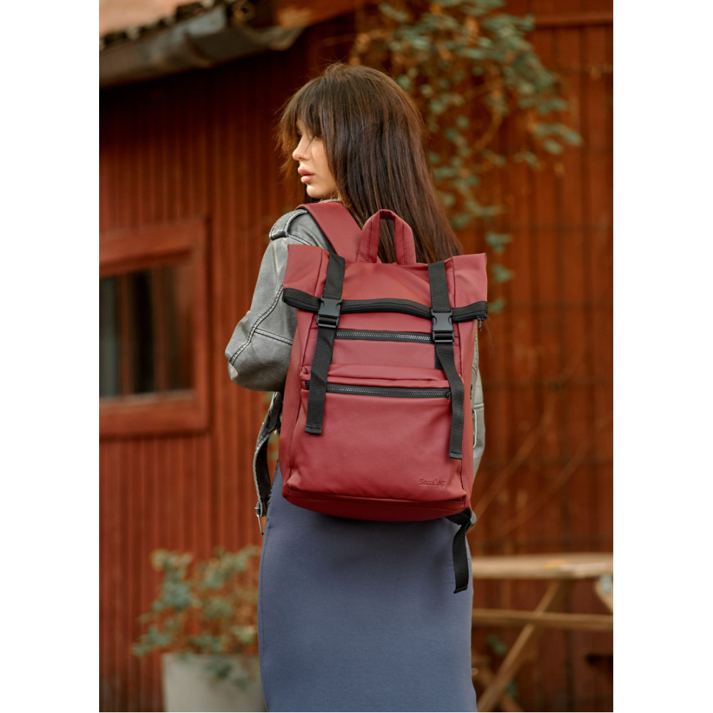 Женский рюкзак рол Sambag Roll Top Zard бордо 41 x 30 x 16 см (24238005)