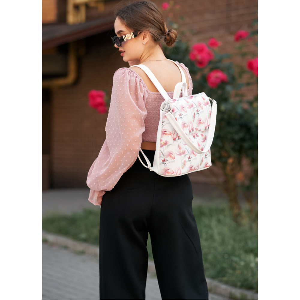Жіночий рюкзак Sambag LOFT білий FLOWERS 22001713