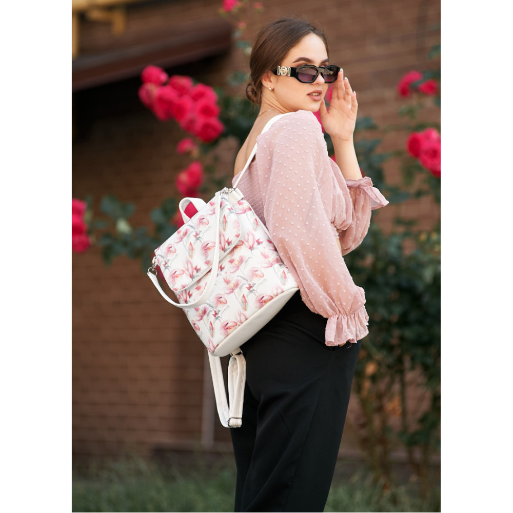 Жіночий рюкзак Sambag LOFT білий FLOWERS 22001713