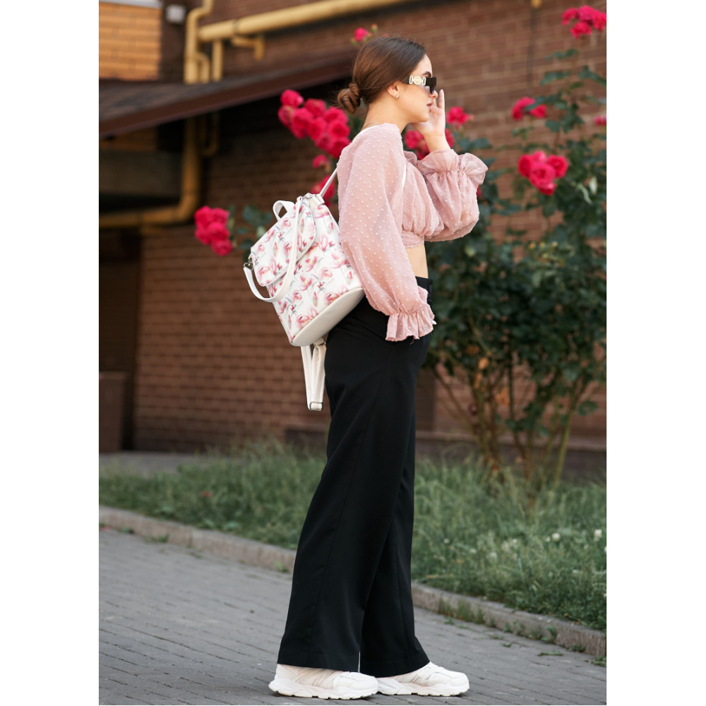 Жіночий рюкзак Sambag LOFT білий FLOWERS 22001713