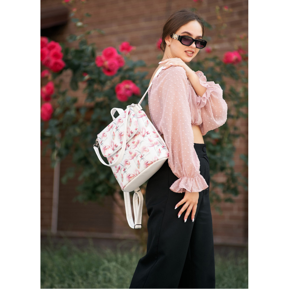 Жіночий рюкзак Sambag LOFT білий FLOWERS 22001713