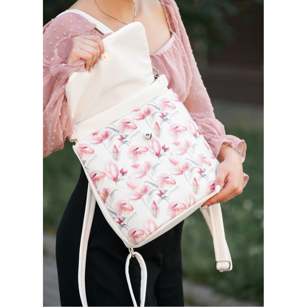 Жіночий рюкзак Sambag LOFT білий FLOWERS 22001713