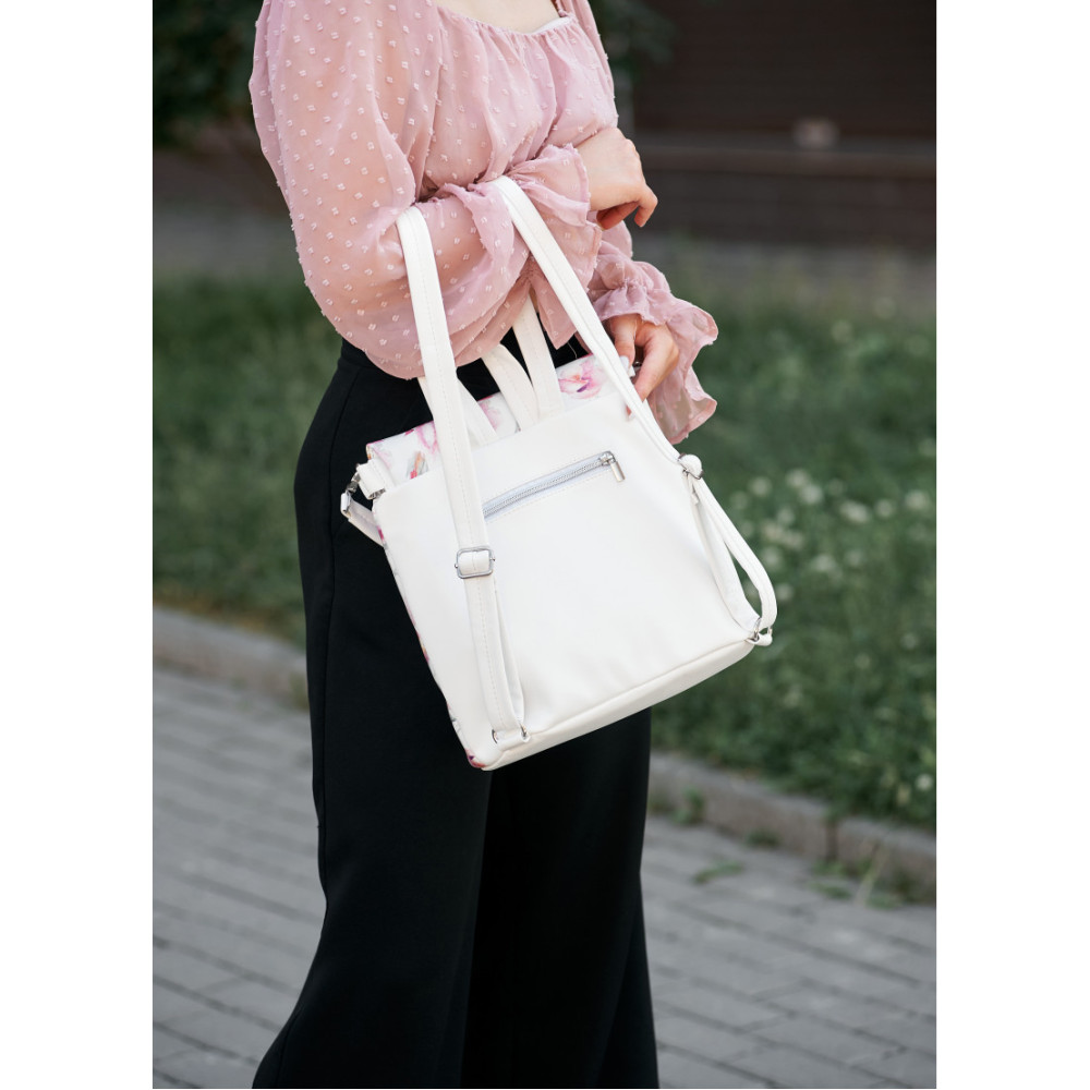 Жіночий рюкзак Sambag LOFT білий FLOWERS 22001713