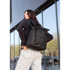 Женский рюкзак ролл Sambag RollTop Milton черный тканевый 41 х 30 х 16 см (24211065)