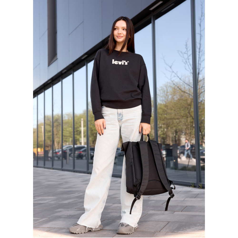 Жіночий рюкзак рол Sambag RollTop Milton чорний тканинний 41 х 30 х 16 см (24211065)