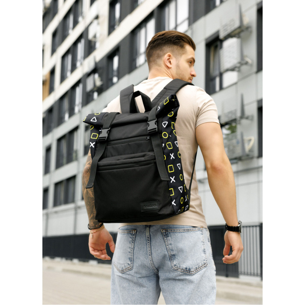 Мужской рюкзак Sambag Roll Top черный оксфорд принт 41 х 30 х 16 см (24238731m)