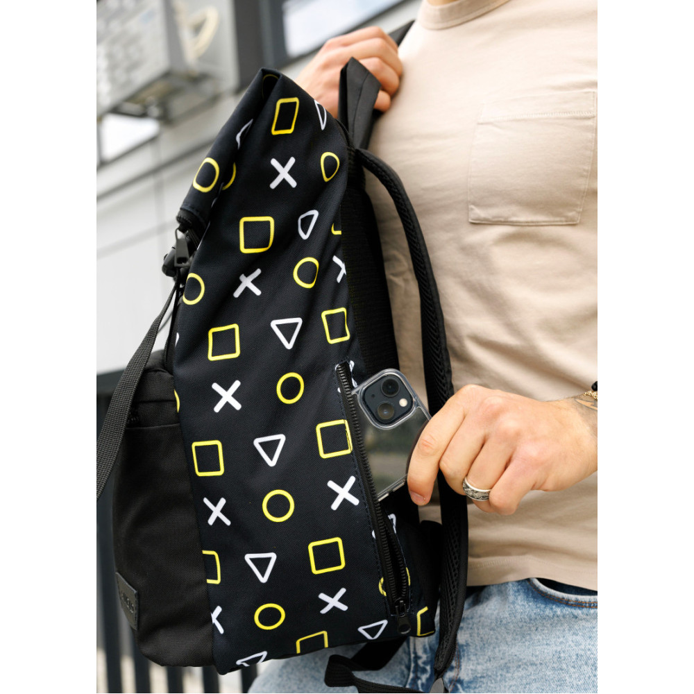 Мужской рюкзак Sambag Roll Top черный оксфорд принт 41 х 30 х 16 см (24238731m)