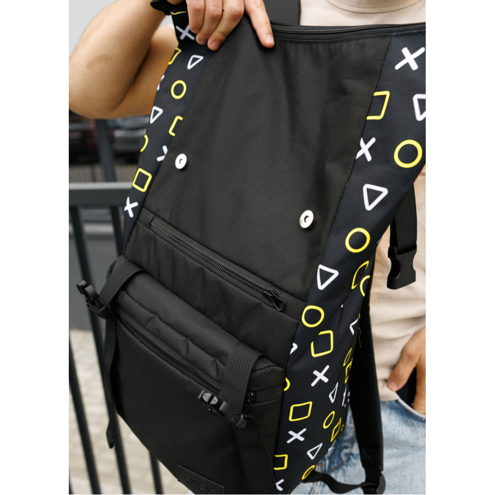 Мужской рюкзак Sambag Roll Top черный оксфорд принт 41 х 30 х 16 см (24238731m)
