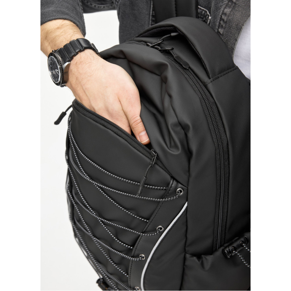 Чоловічий рюкзак Sambag Zard Neo чорний з декором 43 х 27 х 13 см (25000264m)