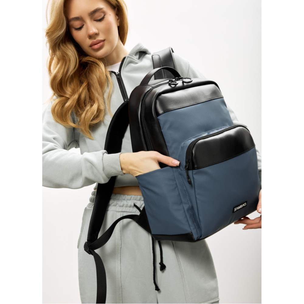 Женский рюкзак Sambag Zard MOD черно-синий 40 х 28 х 14 см (25438115)