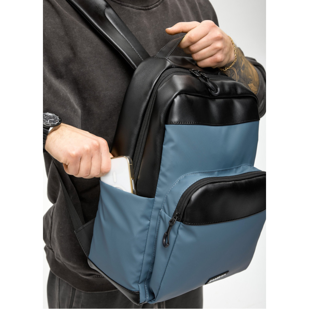 Чоловічий рюкзак Sambag Zard MOD чорно-синій 40 х 28 х 14 см (25438115m)