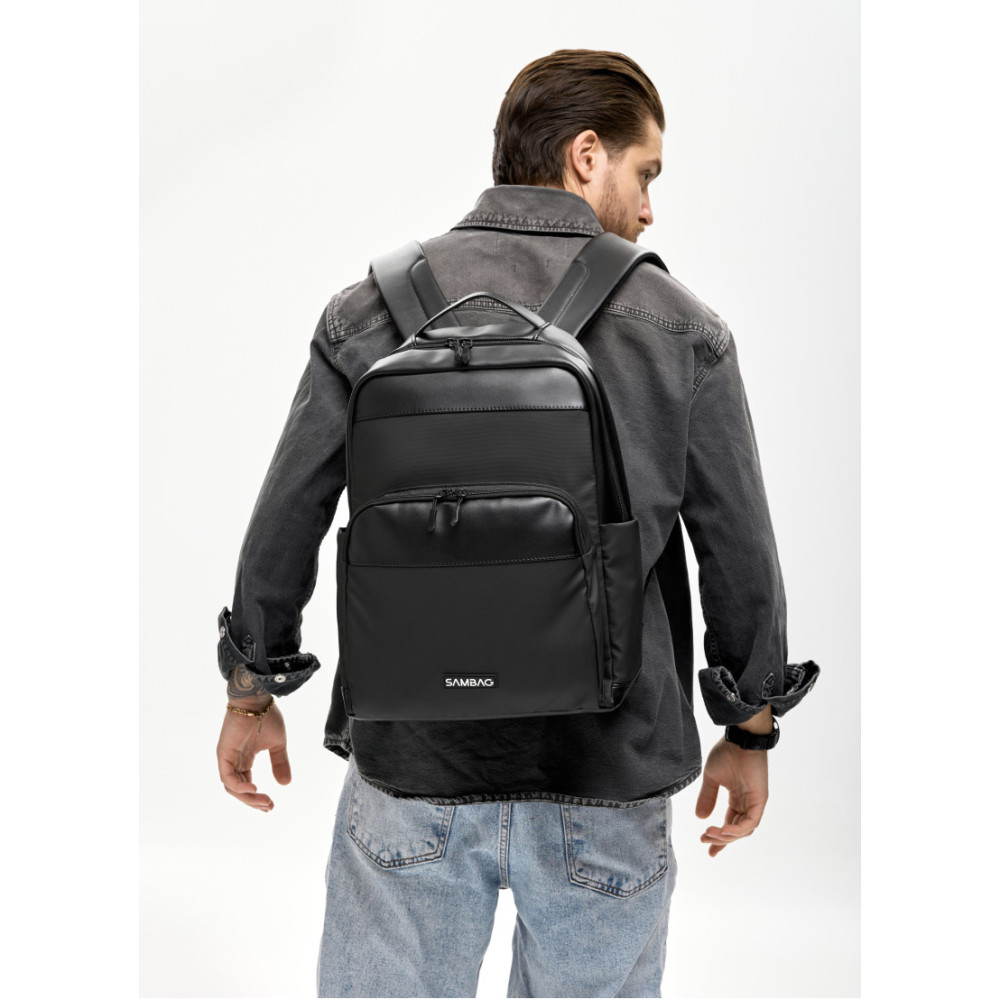 Чоловічий рюкзак Sambag Zard MOD чорний 40 х 28 х 14 см (25438164m)